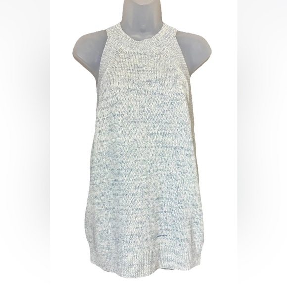 LOFT Womens Large Marled Blue Cream Halter Sleeveless Sweater Tank Top - Picture 10 of 10
